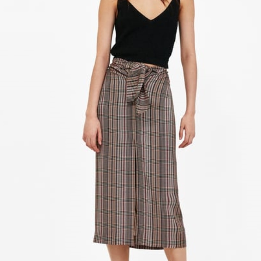 Zara Check Midi Skirt